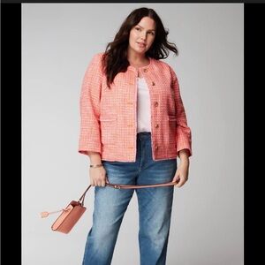 J Jill Dahlia Women's Pink Tweed Jacket 4X